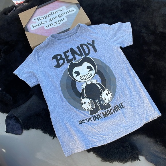 Bendy And The Ink Machine gray Short Sleeves Tee Boys S Small Gaming Shirt - Picture 2 of 9